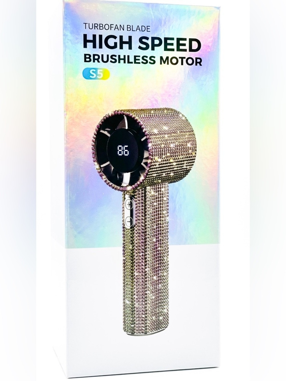 Bling Rhinestone Rechargeable Handheld Fan – NIB - Picture 2 of 10
